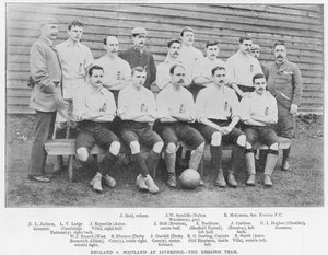 Engeland tegen Schotland in Liverpool: Het Engelse team, 1895